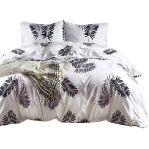 Ellenov Grey White Palm California Bed Cover King Fitted Kei Harga Bed Cover Murah Berkualitas