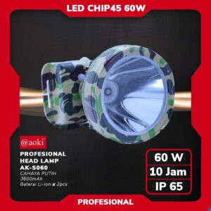 Senter Kepala Premium Professional 60W 3600mAh IP65 AOKI